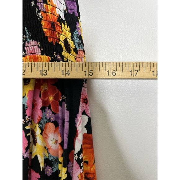 Torrid Dress Floral Maxi Challis Off Shoulder Ruffle Layered Smocking Size 1X - Picture 8 of 14